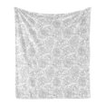 thumbnail image 1 of Grey Soft Flannel Fleece Throw Blanket, Hand Drawn Different Type of Flowers Rose Chamomile Peonies Mother Earth Sketch, Cozy Plush for Indoor and Outdoor Use, 70" x 90", Grey White, by Ambesonne, 1 of 5