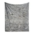 thumbnail image 1 of Grey Soft Flannel Fleece Throw Blanket, Image of an Aged Old and Rough Brick Wall Obsolete Concrete Structure with Ragged Surface, Cozy Plush for Indoor and Outdoor Use, 50" x 60", Grey, by Ambesonne, 1 of 5