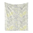 thumbnail image 1 of Grey Soft Flannel Fleece Throw Blanket, Leaves Motif with Stripes and Branches Creative Repetitive Plants Flower Fall Theme, Cozy Plush for Indoor and Outdoor Use, 50" x 60", Grey Green, by Ambesonne, 1 of 5