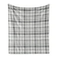 thumbnail image 1 of Grey Soft Flannel Fleece Throw Blanket, Pattern with Modified Stripes Crossed Horizontal and Vertical Lines Forming Squares, Cozy Plush for Indoor and Outdoor Use, 70" x 90", Grey White, by Ambesonne, 1 of 5