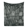 thumbnail image 1 of Grey Soft Flannel Fleece Throw Blanket, Stone Wall Texture Image Rough Rusty Blocks Obsolete Structure Antique Grunge Weathered, Cozy Plush for Indoor and Outdoor Use, 70" x 90", Grey, by Ambesonne, 1 of 5