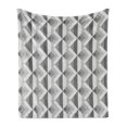 thumbnail image 1 of Grey Soft Flannel Fleece Throw Blanket, Triangles with Parallel Lines in Dark Retro Minimalist Pattern Work of Art Print, Cozy Plush for Indoor and Outdoor Use, 50" x 60", Charcoal Grey, by Ambesonne, 1 of 5