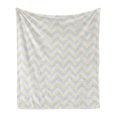 thumbnail image 1 of Grey Soft Flannel Fleece Throw Blanket, Vintage Chevron Pattern with Pale Pastel Colors Zig-zag Inverted V-Shaped Image, Cozy Plush for Indoor and Outdoor Use, 60" x 80", Yellow Grey, by Ambesonne, 1 of 6