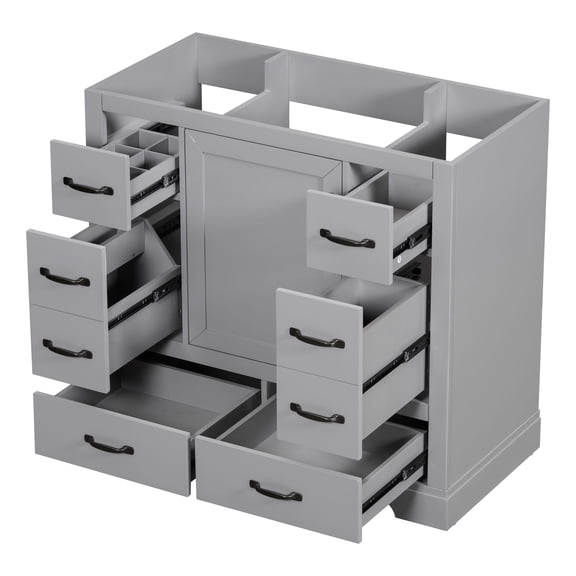 Grey Solid Poplar & MDF Cabinet - Water & Stain Proof - Bathroom Storage - Easy to Clean