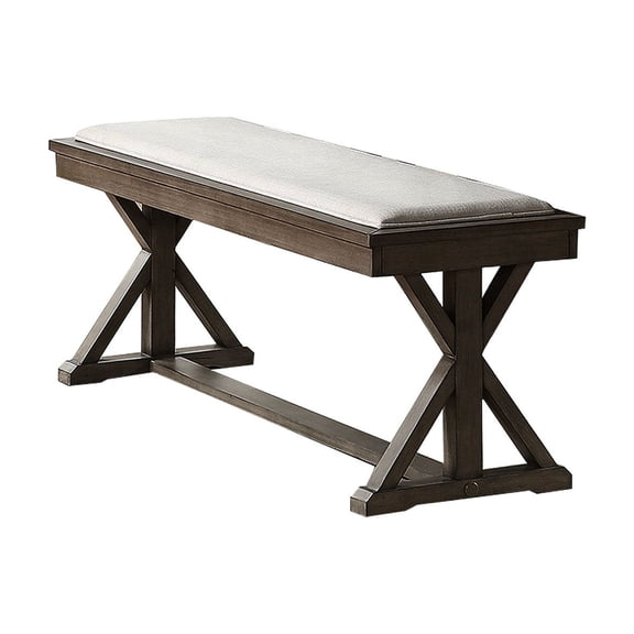 Grey Solid Wood Bench with Sturdy X - Cross Design / Suitable for Family Dining
