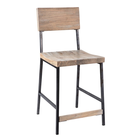 Grey Solid Wood Seat with Matte Black Metal Legs - Enhance Your Dining Room's Modern Look