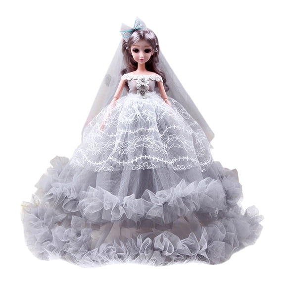 Grey Sophisticated Wedding Doll With Detailed Costume And Accessories For Display Comes With Foldable Gift Box For Easy Gifting