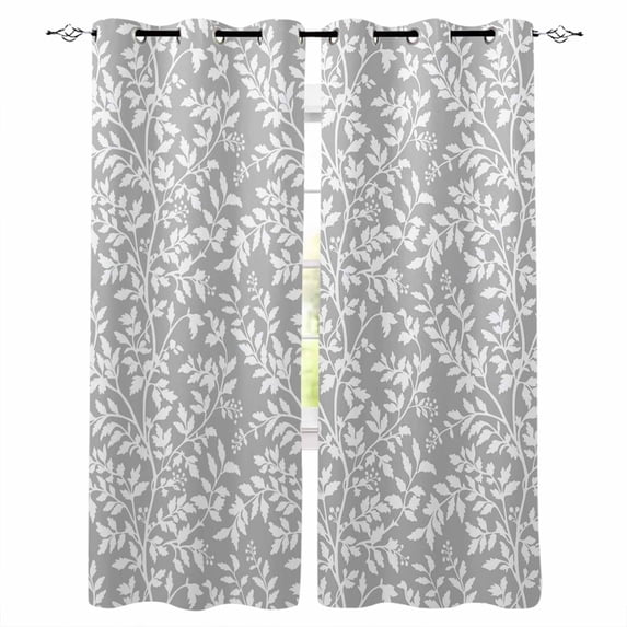 Grey Spring Floral Black Out Curtains 72 Inch Long, Light Blocking Drapes with Black Liner, Farmhouse Flowers Elegant Pastoral Thermal Blackout Curtains for Bedroom Living Room 52"x72" 2 Panels