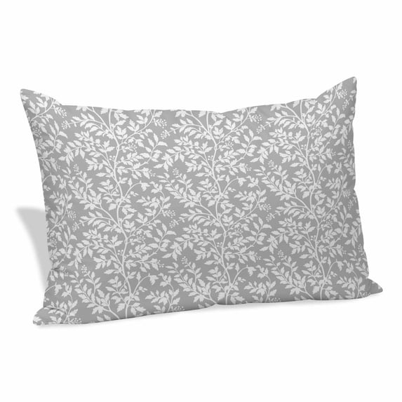 Grey Spring Floral Pillow Covers, Linen Long Throw Pillow Case, Farmhouse Flowers Elegant Pastoral Holiday Pillow Protector Decorative Cushion Cover for Living Room/Bedroom 20" x 36"