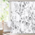 thumbnail image 1 of Grey Spring Floral Shower Curtain, Modern Plants Botanical Fabric Cloth Shower Curtains for Chic Elegant Bathroom Decor, Summer Watercolor Eucalyptus Leaf, 72x72, 1 of 6