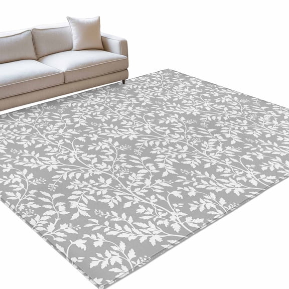 Grey Spring Floral Washable Rug 3x5 Area Rug for Living Room Bedroom Non Slip Indoor Floor Rectangle Carpet Soft Low Pile Large Farmhouse Flowers Elegant Pastoral Entryway Rugs for Dining Room Office