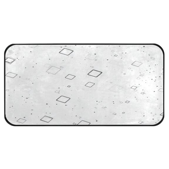 Grey Square Pattern Non Slip Long Door Mat 39''x20'' Soft, Absorbent, for Kitchen, Bathroom, and Bedroom