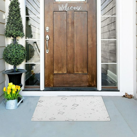 Grey Square Pattern Versatile Absorbent Door Mat, Non-Slip, Easy to Clean 32''x20''