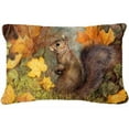 thumbnail image 1 of Grey Squirrel in Fall Leaves Fabric Decorative Pillow, 1 of 1