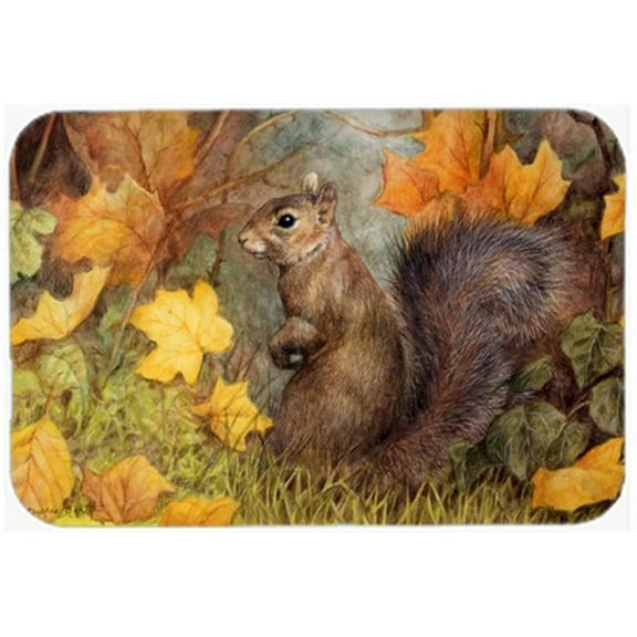 Grey Squirrel in Fall Leaves Glass Large Cutting Board