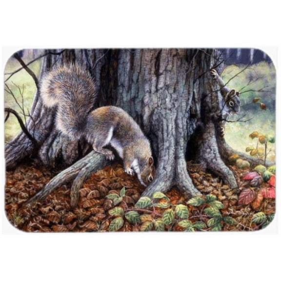 Grey Squirrels Around the Tree Glass Large Cutting Board