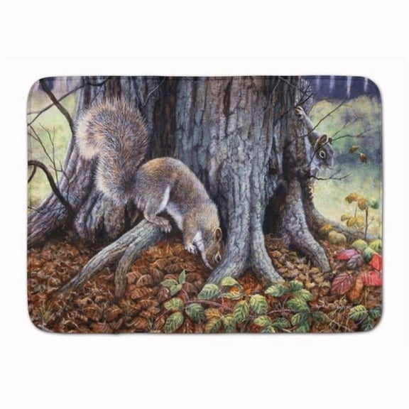 Grey Squirrels around the Tree Machine Washable Memory Foam Mat