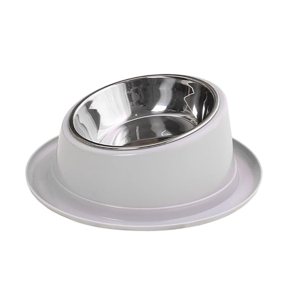 Grey Stainless Steel Cat Bowl, Elevated Feeder Dish for Neck Protection 1 Piece, Durable Metal Food Container, Anti Vomiting Pet Station 8.7x3.4 Inch