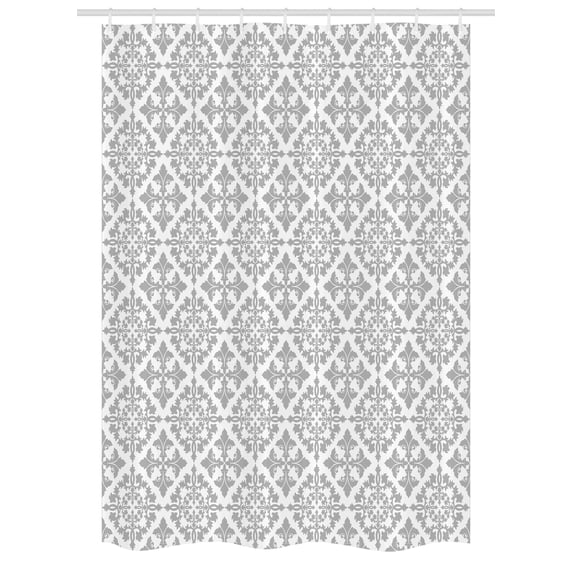 Grey Stall Shower Curtain, Antique Victorian Floral Retro Patterns in Modern Graphic Print Old Fashioned Art, Fabric Bathroom Set with Hooks, 54W X 78L Inches, Gray White, by Ambesonne