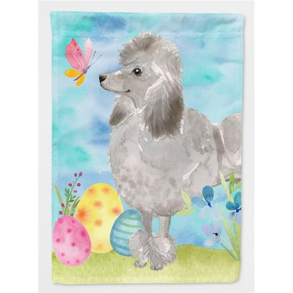 Grey Standard Poodle Easter Garden Flag