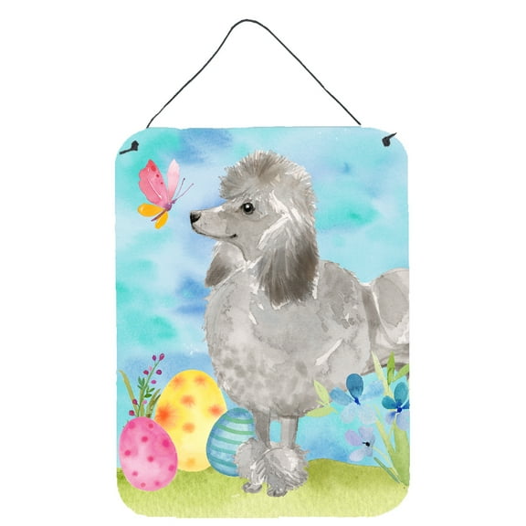 Grey Standard Poodle Easter Wall or Door Hanging Prints