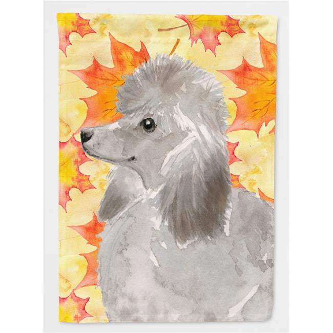 Grey Standard Poodle Fall Flag Canvas House Size BB9525CHF