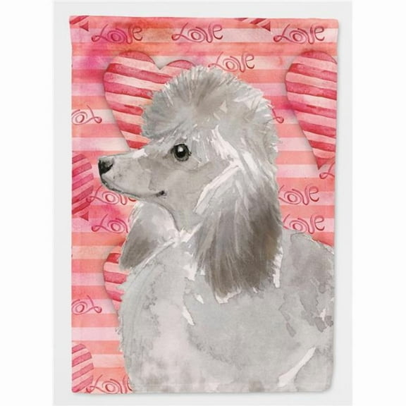 Grey Standard Poodle Love Garden Flag