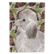 Grey Standard Poodle Pine Cones Garden Flag