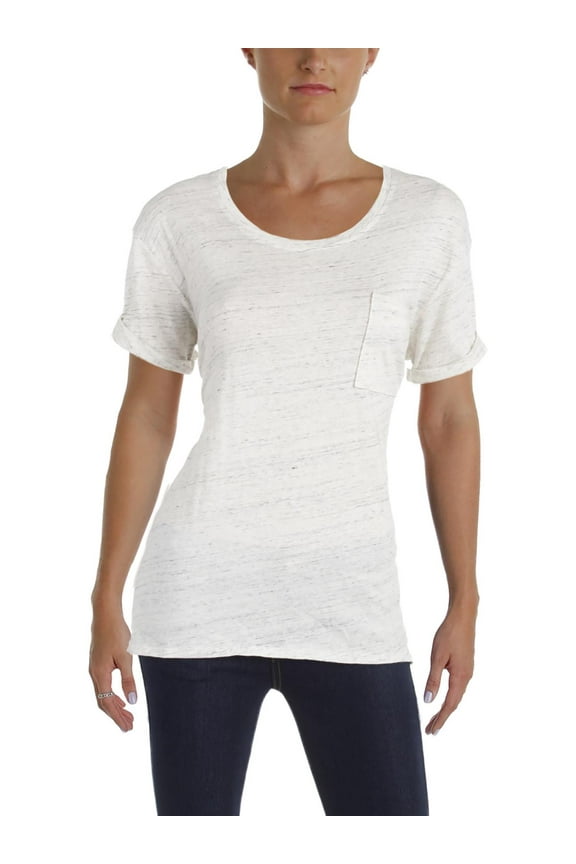 Womens Chrissy Heathered Breast Pocket T-Shirt Gray 1