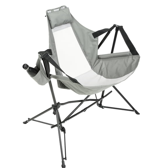 Grey Steel Folding Hammock Camping Chair | Recline Comfortably in Patio | Durable Metal Frame | Compact for Backpacking