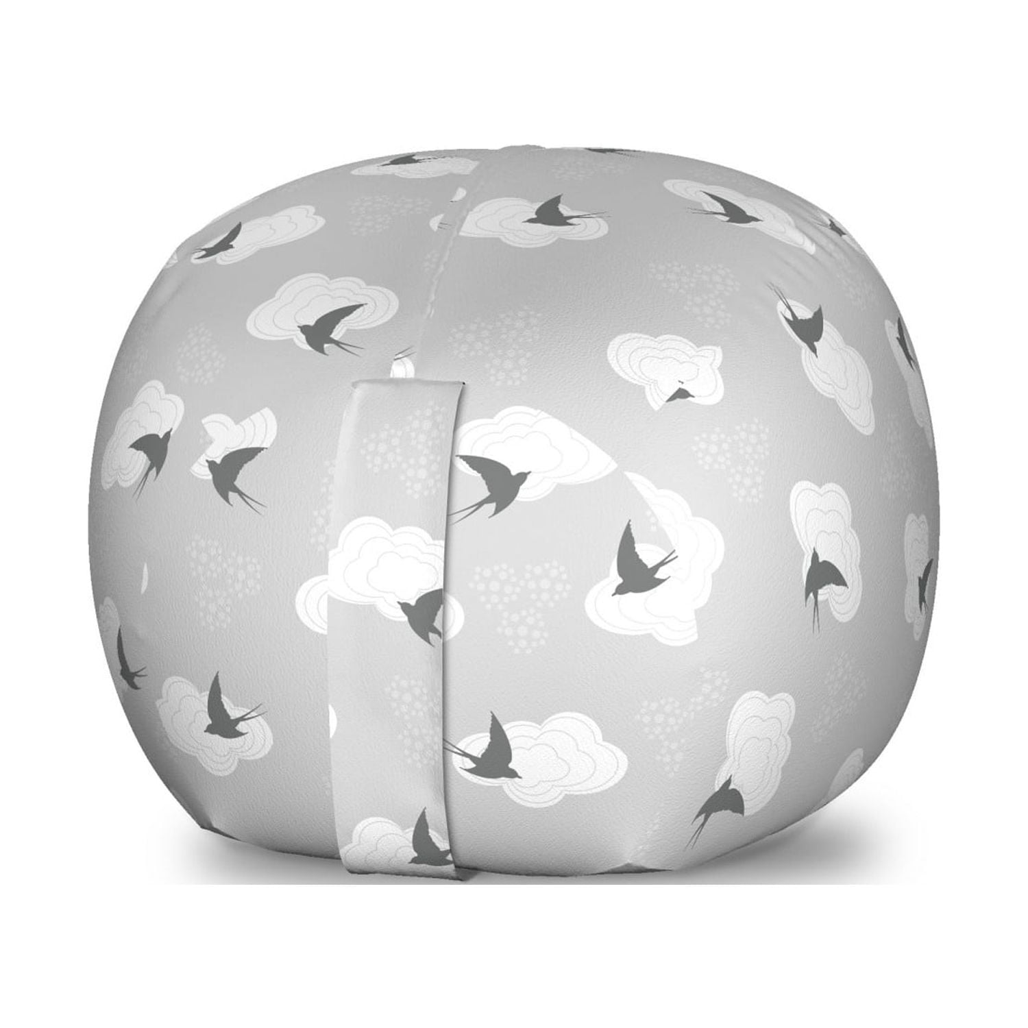 Grey Storage Toy Bag Chair, Dark Swallow Bird Silhouettes Flying in