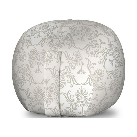Grey Storage Toy Bag Chair, Vintage Rococo Motifs Inspired by Antique Damask Style Victorian Garden Revival Art, Stuffed Animal Organizer Washable Bag, Small Size, Pale Grey, by Ambesonne
