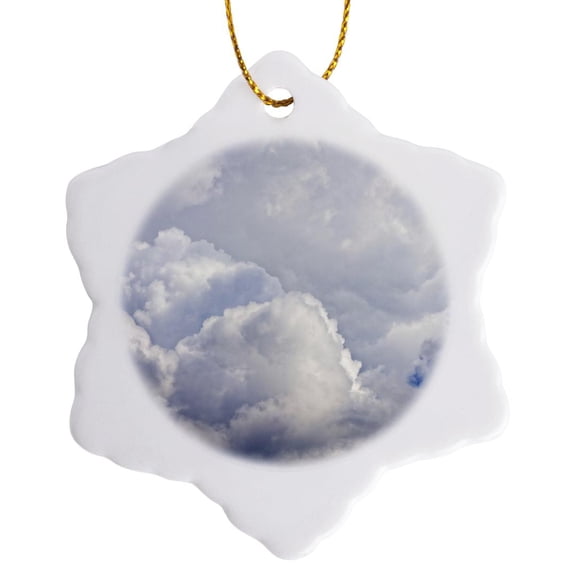 Grey Stormy Clouds High In The Sky. Summer Thunderstorm Is Coming, 3 inch Snowflake Porcelain Ornament