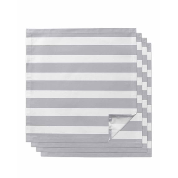 Grey Stripe Cloth Napkins Set of 4 Reusable Dinner Napkins, Modern Simple Geometric White Striped Cocktail Napkin Washable Table Napkins for Wedding/Holiday Party/Baby Shower 20"x20"