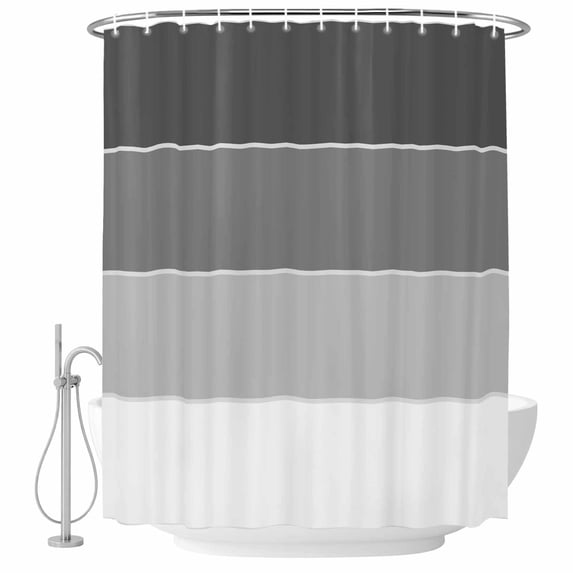 Grey Stripe Fabric Shower Curtain Ombre Grey Stripes Washable Shower Curtains for Bathroom, Waterproof Bath Curtain with Hooks Home Decor 72x72in