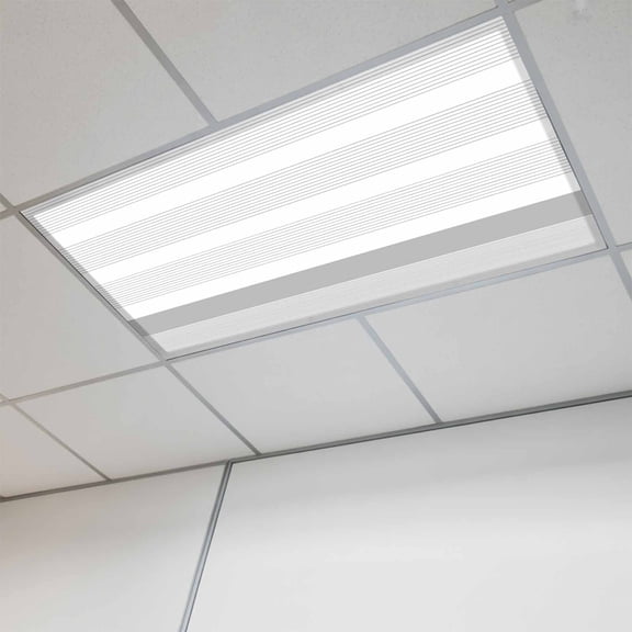 Grey Stripe Fluorescent Light Covers, Modern Abstract Monochrome Geometric Magnetic Light Covers for Ceiling Lights, Fluorescent Ceiling Shade Filters for Classroom Bedroom Office 4x2Ft x 1PCS