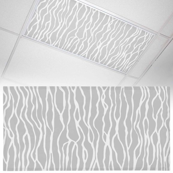 Grey Stripe Fluorescent Light Covers Retro Abstract Art Geometric Grey Stripe Waves Magnetic Light Filters Ceiling Lighting Panel Shade for Classroom Office Home 2 x 4 ft, 1 Pack