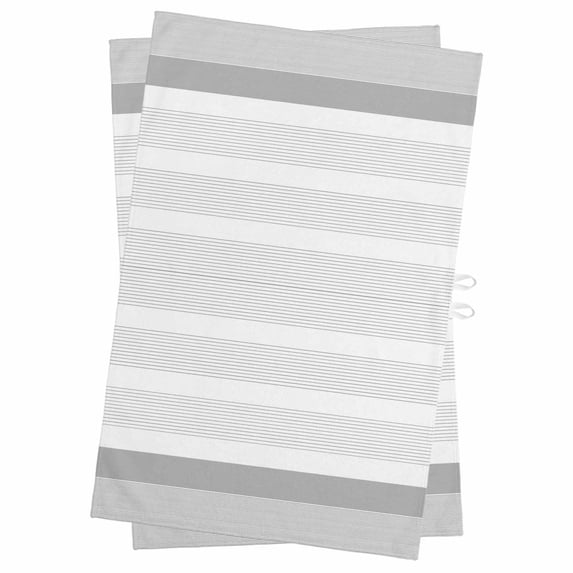 Grey Stripe Kitchen Towels Set of 2, Water Absorbent Dish Towel, Modern Abstract Monochrome Geometric Decorative Hand Towels - Quick Drying Cloth for Cooking Baking, 18x28 Inch