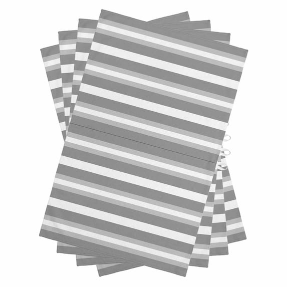 Grey Stripe Kitchen Towels Set of 4, Water Absorbent Dish Towel, Minimalist Farmhouse Striped Decorative Hand Towels - Quick Drying Cloth for Cooking Baking, 18x28 Inch