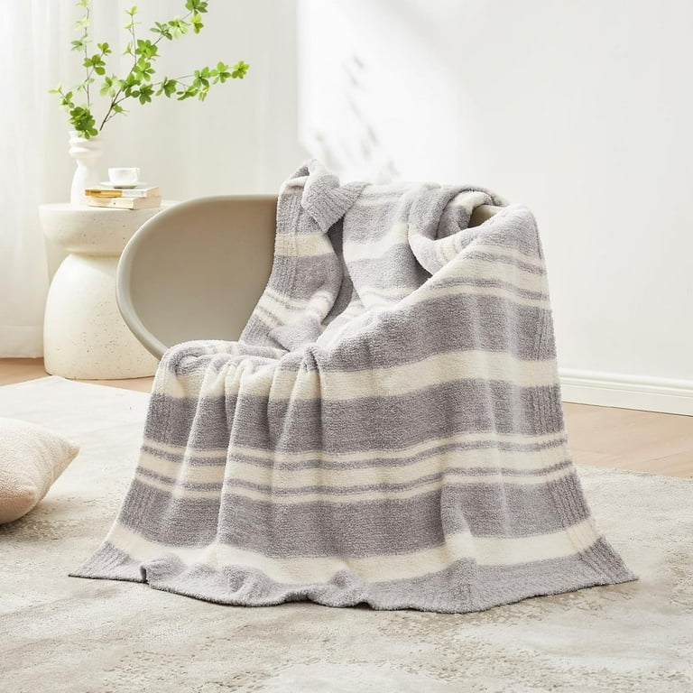 Bedding Cozychic Stripe Throw Grey Stripe Knitted Throw Blanket