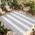 thumbnail image 1 of Grey Stripe Outdoor Rug 6x9 Ft - Reversible Patio Rug Outdoor Camping Rugs, Modern Simple Geometric White Striped Washable Indoor Outdoor Area Rugs, Non-Slip Outdoor Carpet Runner for Deck/Porch, 1 of 8