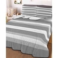 thumbnail image 1 of Grey Stripe Queen Size Down Alternative Comforter, Lightweight Comforter Quilt Bedding Set with Pillow Shams Minimalist Farmhouse Striped All Seasons Bed Comforter Duvet Insert 90"x96", 1 of 7