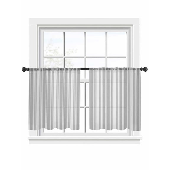 Grey Stripe Sheer Curtains 2 Panels Set Vintage Abstract Art Farmhouse Grey Vertical Stripe Sheer Window Curtains Light Filtering Rod Pocket Voile Drapes for Bedroom Living Room 52"x45"