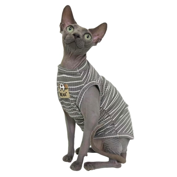 Grey Stripe Sphynx Cat Vest Clothes for Hairless Cat T-Shirt Apparel