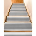 thumbnail image 1 of Grey Stripe Stair Treads Non Slip for Steps Geometric Pattern White Stripes Modern 7 Pcs Reusable Adhesive Stair Runner Mats for Dogs Elders Carpet Treads Rugs for Staircase 8x30 In, 1 of 7
