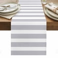 thumbnail image 1 of Grey Stripe Table Runner - 60 Inch Long, Kitchen Dining Table Runner Dresser Scarves, Modern Simple Geometric White Striped Farmhouse Decor for Coffee Tables Wedding Party Banquet, 1 of 8