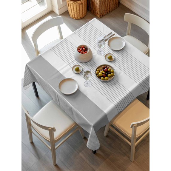 Grey Stripe Tablecloth Square Table Cloth 60x60 ,Waterproof Outdoor Table Cloth Covers Decorative Table Protector ,Modern Abstract Monochrome Geometric Washable Table Cover for Kitchen Dinning Party