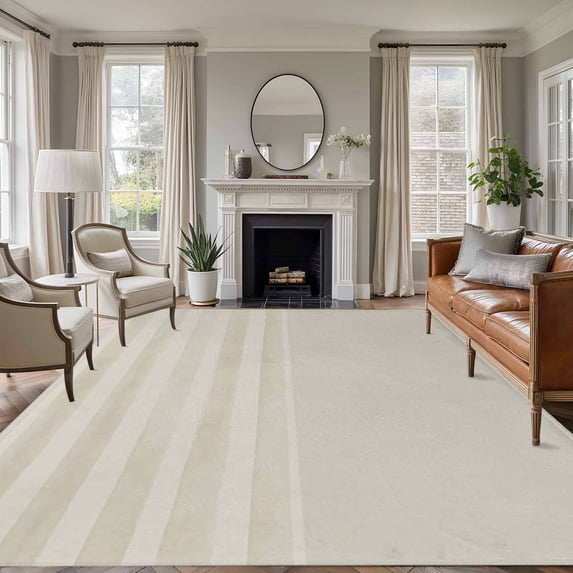 Grey Striped Area Rugs 6'x9', Washable Small Throw Rugs for Kitchen Dining room, Vintage Stripes Ombre Indoor Outdoor Rug Non-Slip Low Pile Carpet Runner Reversible Floor Mats