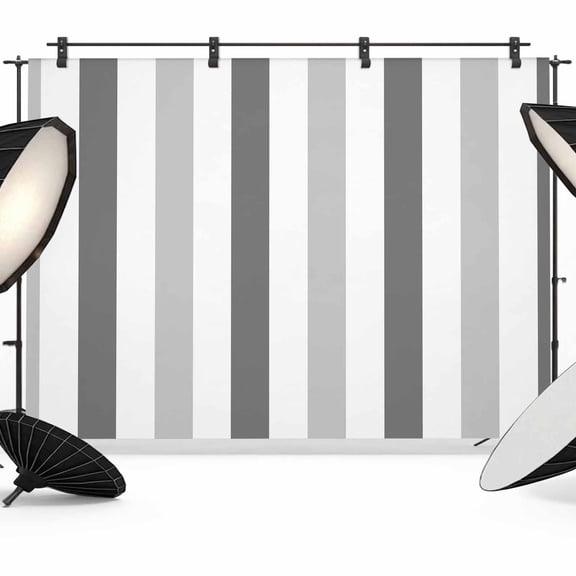 Grey Striped Backdrop for Photoshoot, Photography Photo Studio Background Wall Backdrop, Minimalist Farmhouse Stripe Back Drop Banner Panel for Portraits Wedding Party Live Streaming Decor 12x8Ft