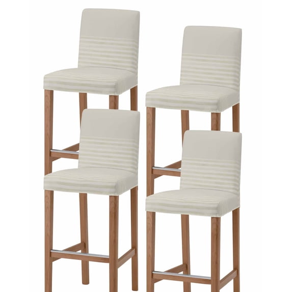 Grey Striped Bar Stool Covers Set of 4, Vintage Stripes Ombre Stretch Washable Bar Chair Covers with Backs, Removable Pub Counter Height Chair Cover for Kitchen Dining Room Cafe